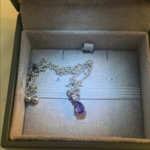 Amethyst Teardrop Pendant with Diamond. Gemstone 0.60 carat.